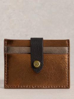 White Stuff Cari Colour Block Leather Card Holder, Metallic Bronze, Metallic Bronze