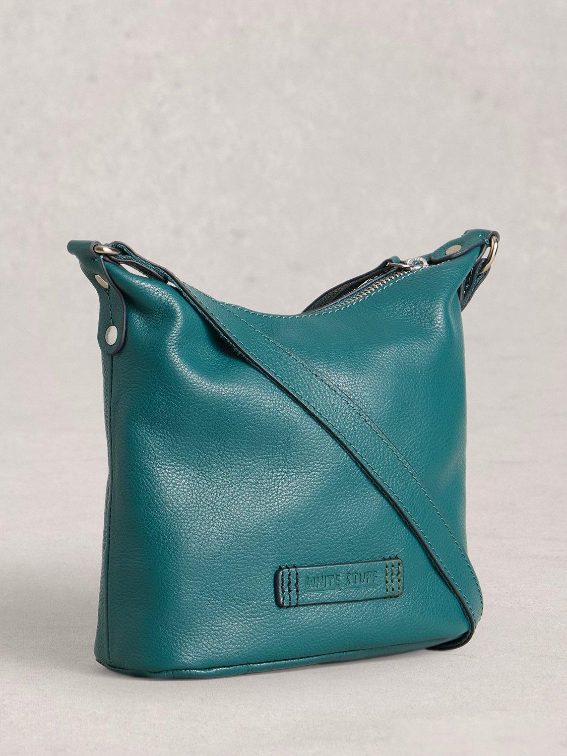 Product image 2 of 4, which shows White Stuff Mini Fern Leather Crossbody Bag, Mid Teal