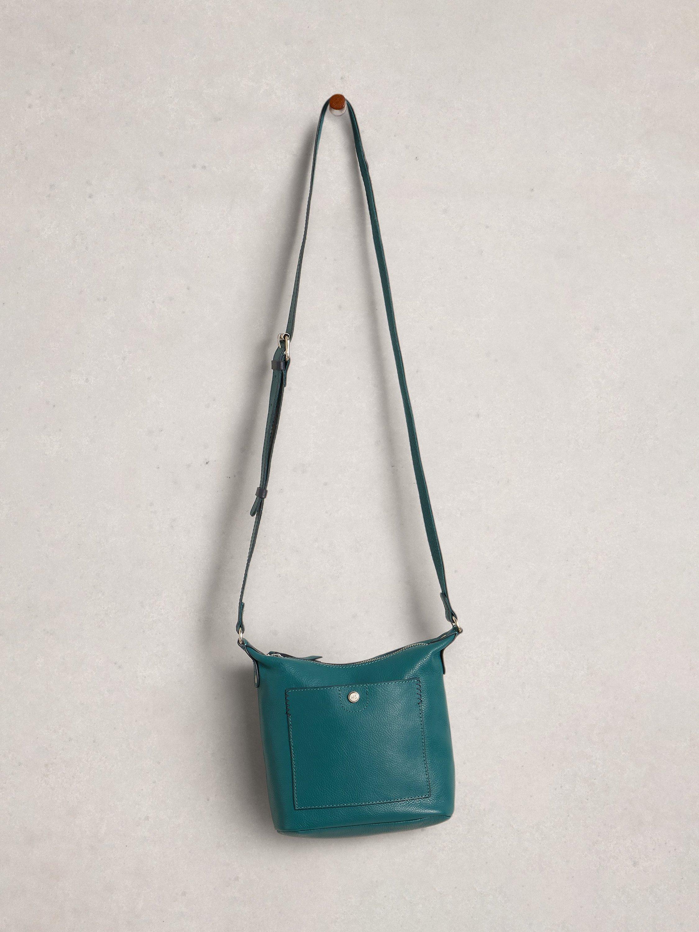 Product image 4 of 4, which shows White Stuff Mini Fern Leather Crossbody Bag, Mid Teal