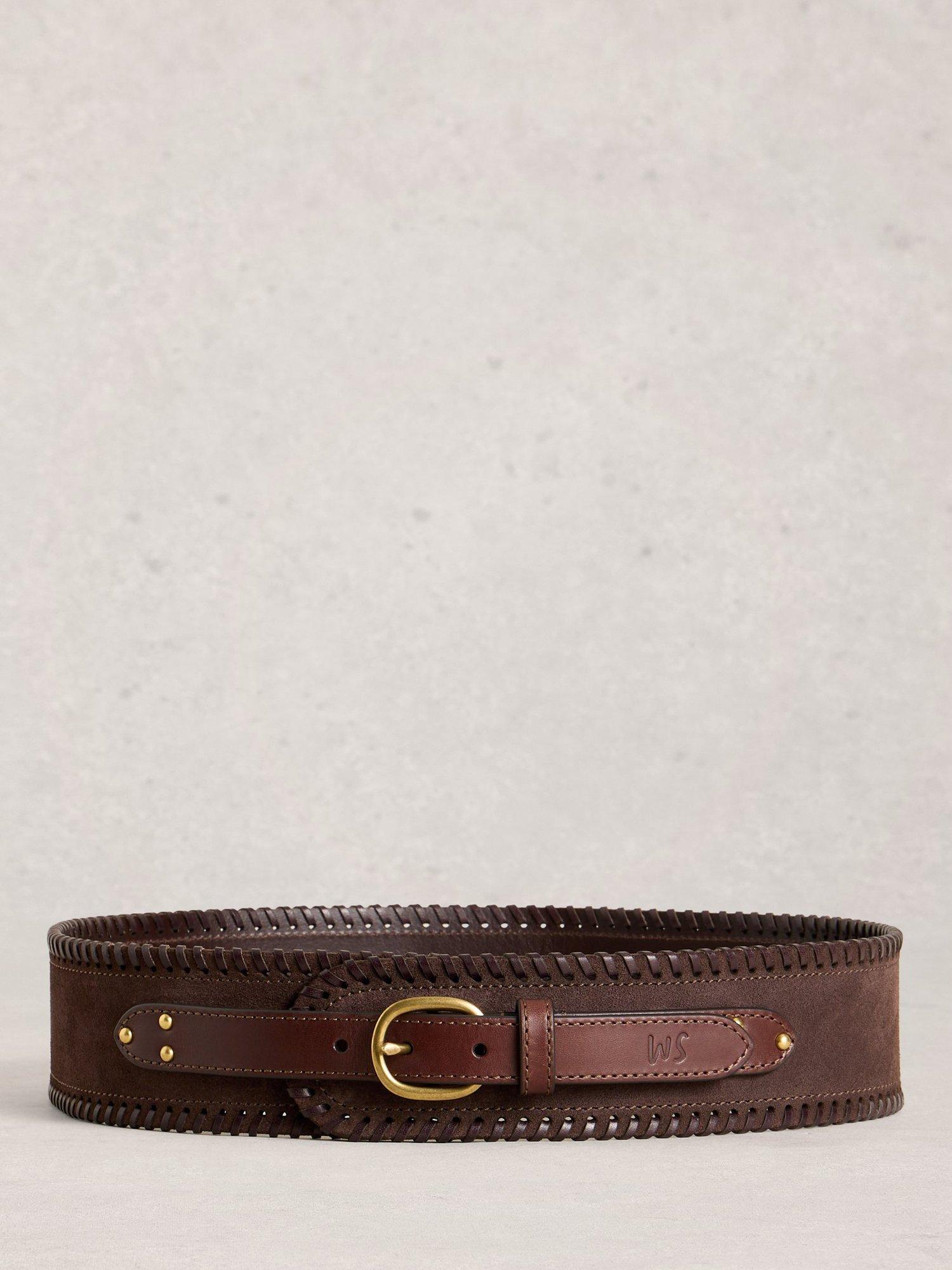 Product image 2 of 3, which shows White Stuff Cinch Waist Leather Belt, Deep Brown, S-M