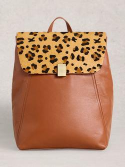 White Stuff Coco Leather Backpack, Tan/Multi