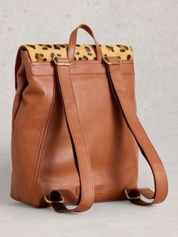 White Stuff Coco Leather Backpack - view 2, Tan/Multi