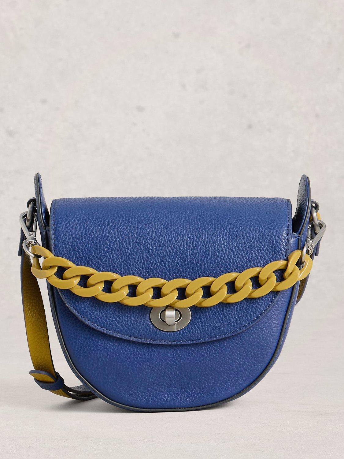 Product image 1 of 4, which shows White Stuff Sasha Leather Crossbody Bag, Mid Blue