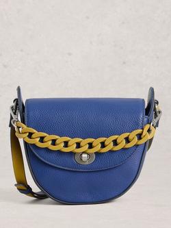 White Stuff Sasha Leather Crossbody Bag, Mid Blue