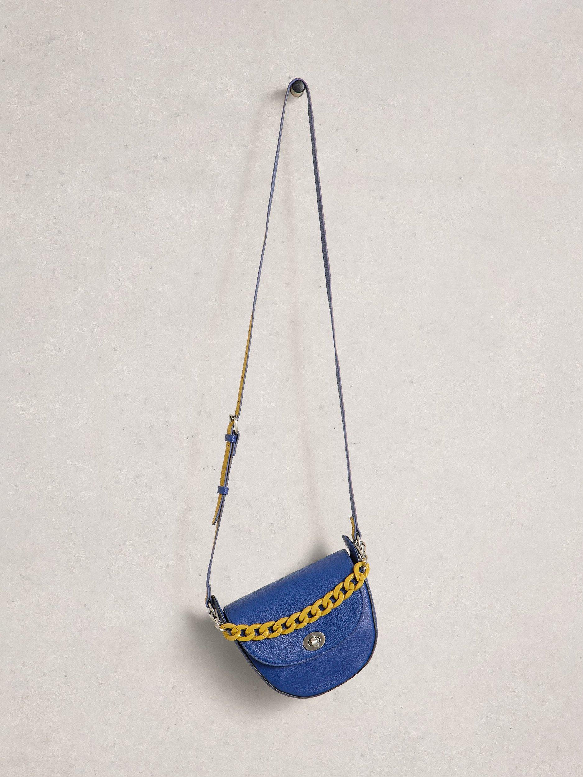 Product image 4 of 4, which shows White Stuff Sasha Leather Crossbody Bag, Mid Blue