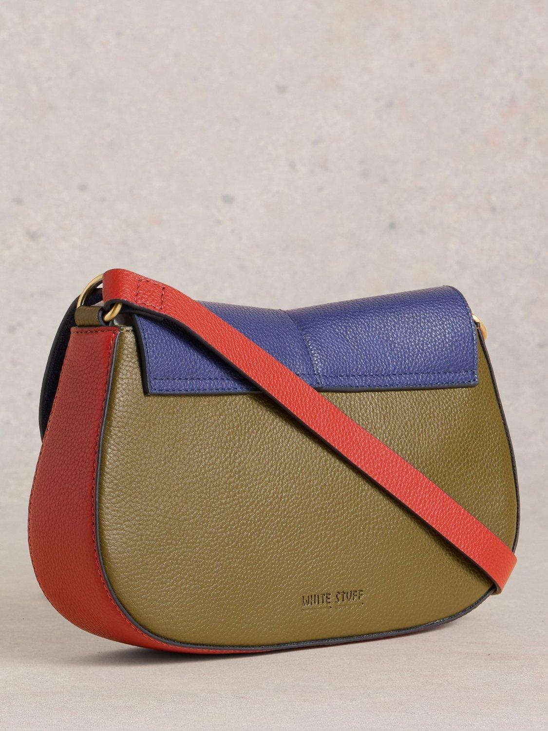 Product image 2 of 4, which shows White Stuff Silvy Leather Crossbody Bag, Blue/Multi