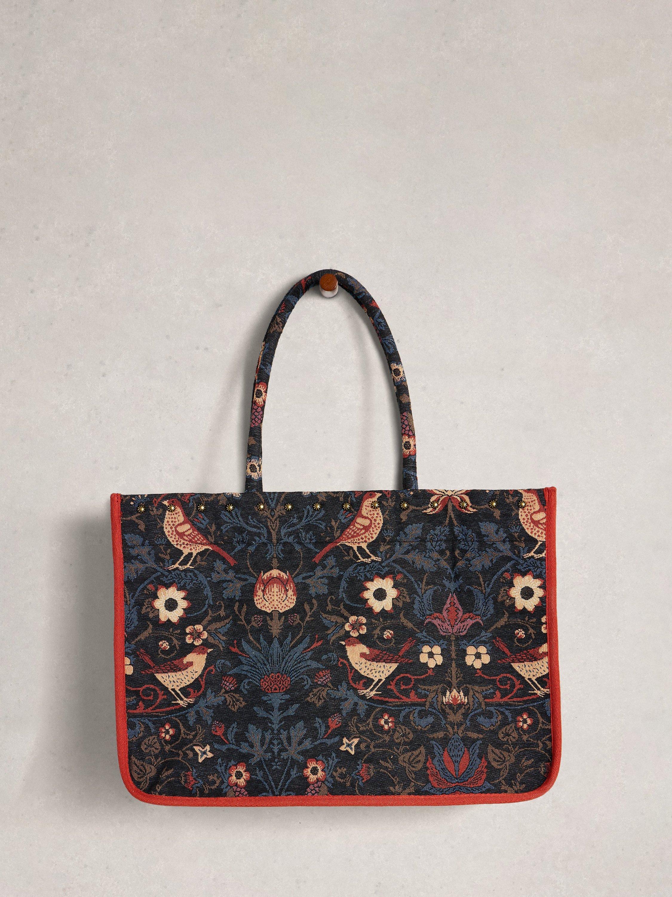 Product image 4 of 4, which shows White Stuff Jasmine Jacquard Tote Bag, Black/Multi, One Size