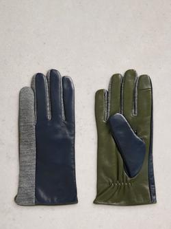 White Stuff Layla Contrast Leather Glove, Navy/Multi