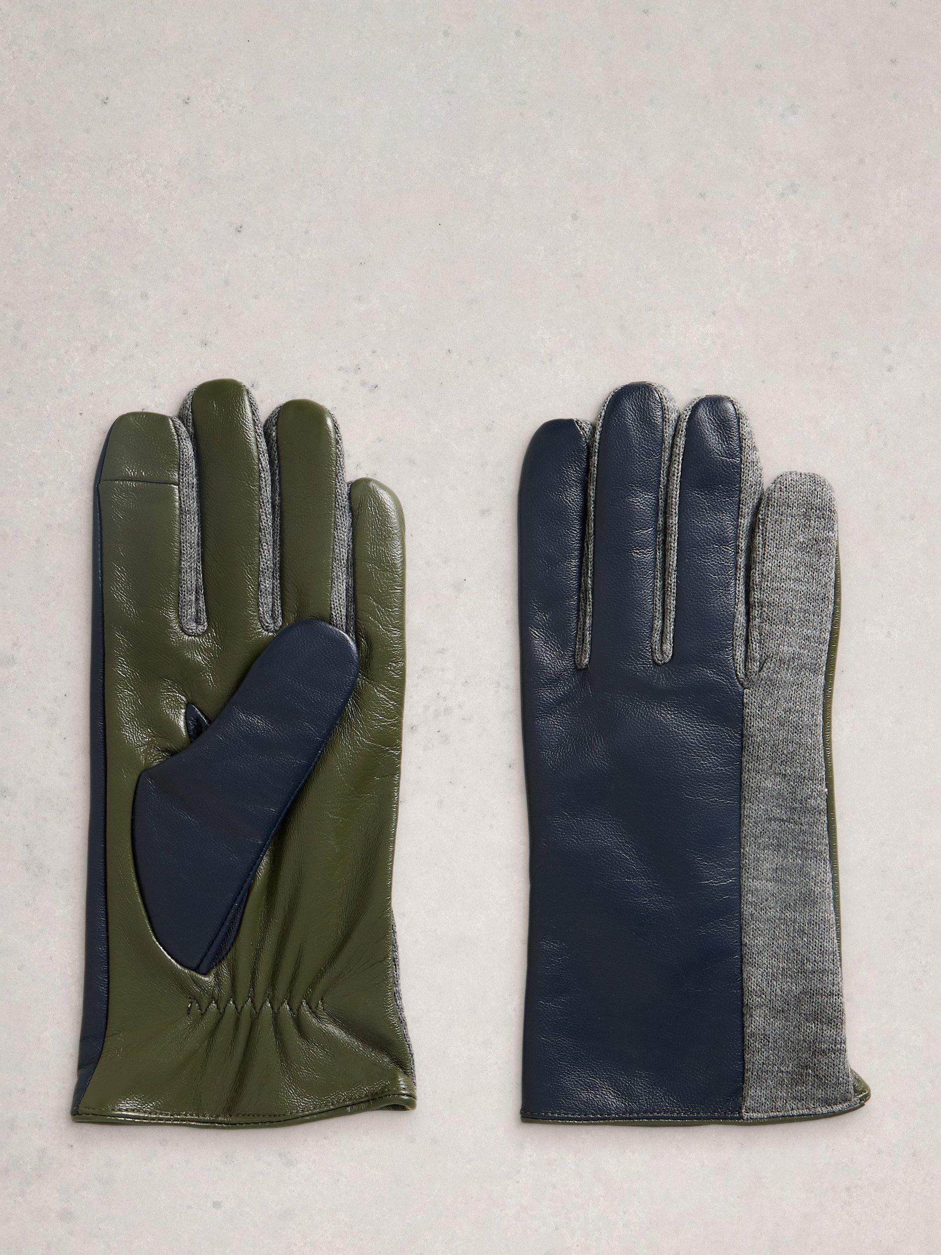 Product image 2 of 3, which shows White Stuff Layla Contrast Leather Glove, Navy/Multi, S-M