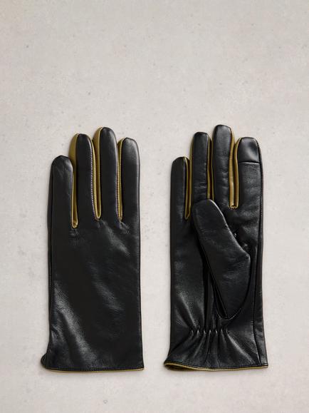 White Stuff Carrie Leather Gloves - view 2, Pure Black