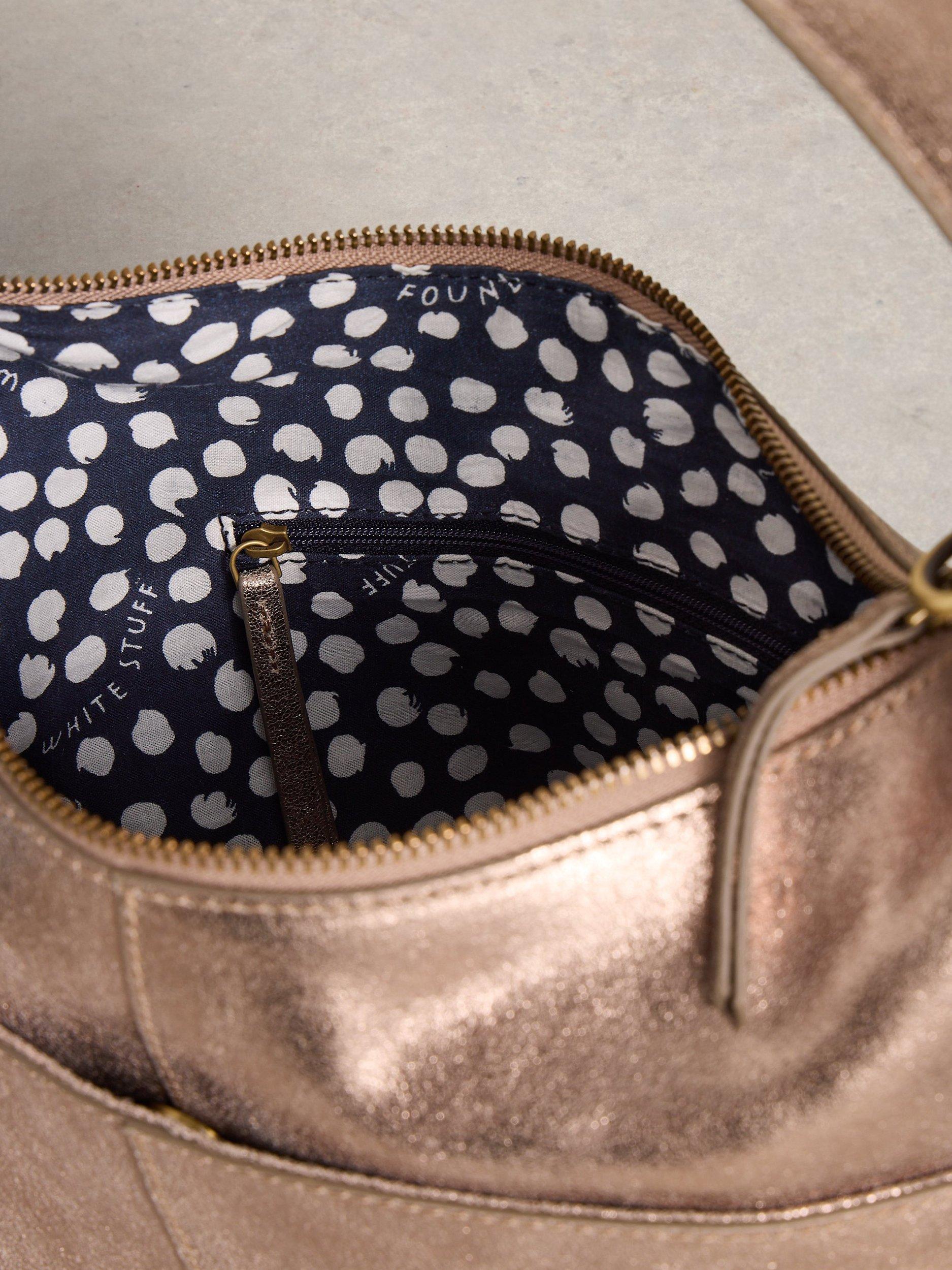 Product image 3 of 5, which shows White Stuff Sophia Leather Shoulder Bag, Gold Metallic