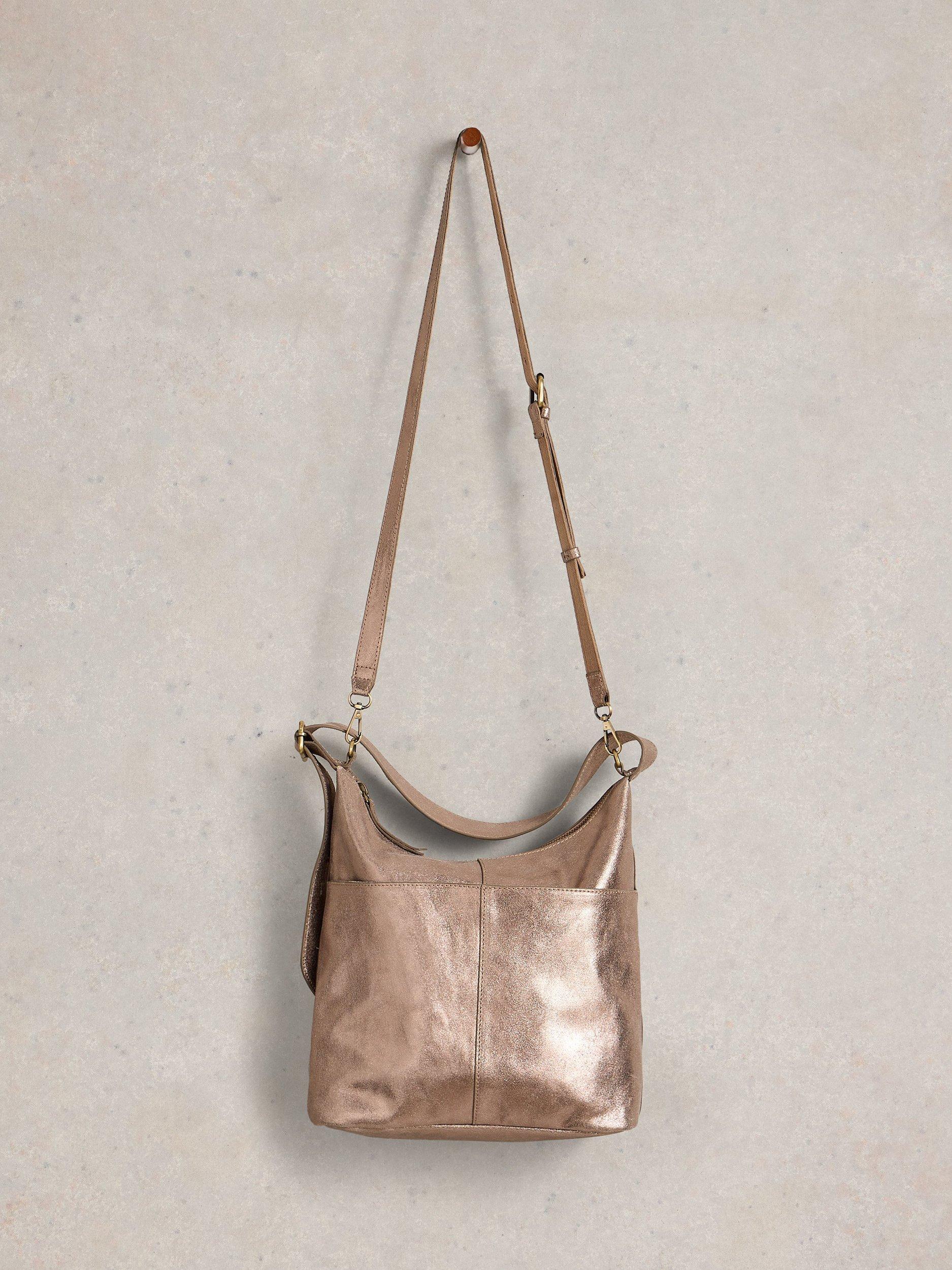 Product image 4 of 5, which shows White Stuff Sophia Leather Shoulder Bag, Gold Metallic