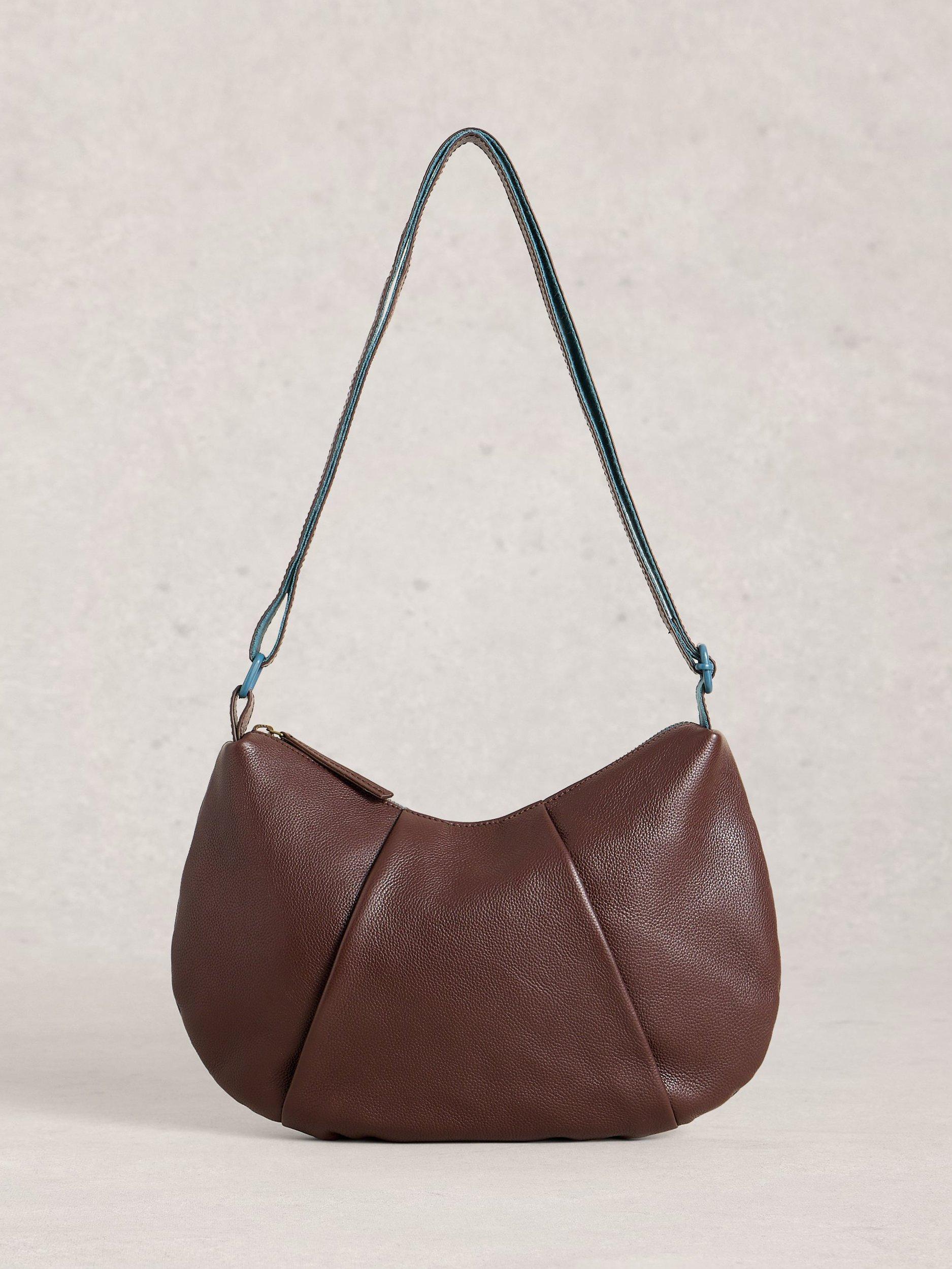 Product image 1 of 4, which shows White Stuff Leather Lucy Crossbody Bag, Dark Brown, One Size