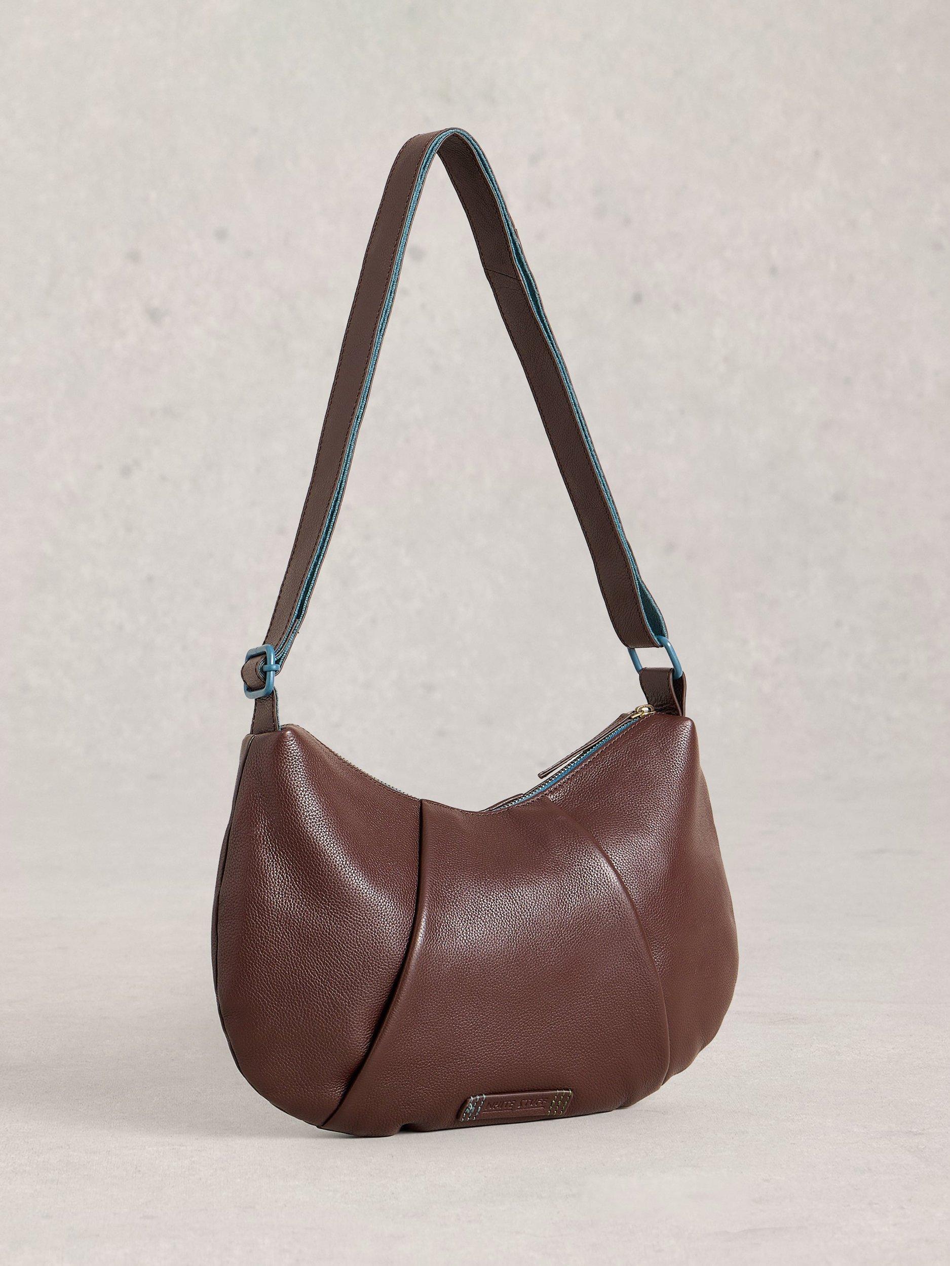 Product image 2 of 4, which shows White Stuff Leather Lucy Crossbody Bag, Dark Brown, One Size