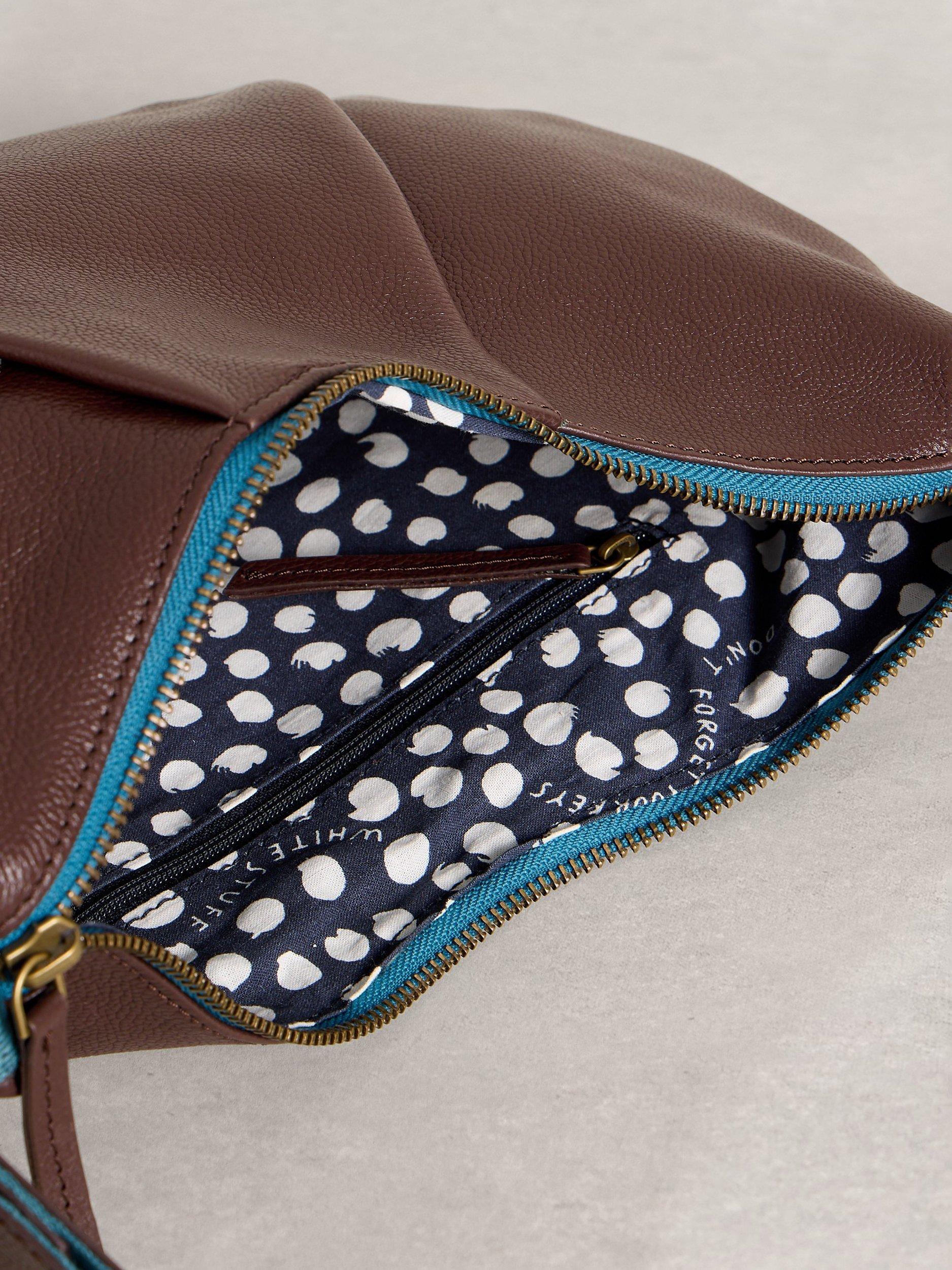 Product image 3 of 4, which shows White Stuff Leather Lucy Crossbody Bag, Dark Brown, One Size