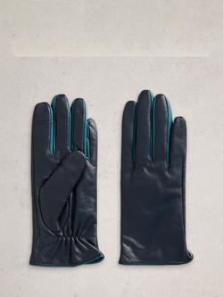 White Stuff Carrie Leather Gloves, Dark Navy