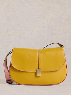 White Stuff Silvy Leather Crossbody Bag, Dk Chartreuse