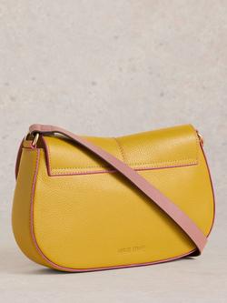 White Stuff Silvy Leather Crossbody Bag - view 2, Dk Chartreuse