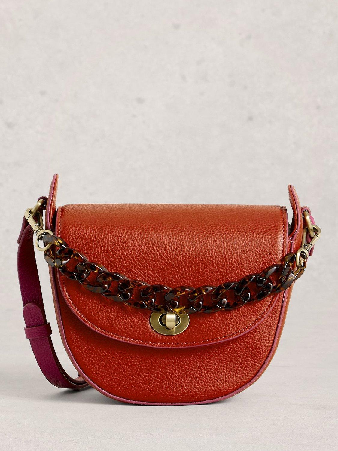 Product image 1 of 4, which shows White Stuff Sasha Leather Crossbody Bag, Mid Orange