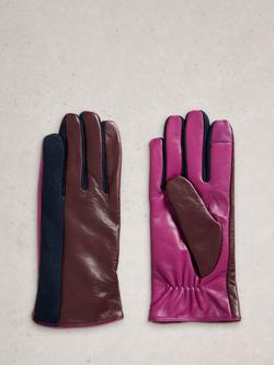 White Stuff Layla Leather Blend Gloves - view 2, Plum/Multi
