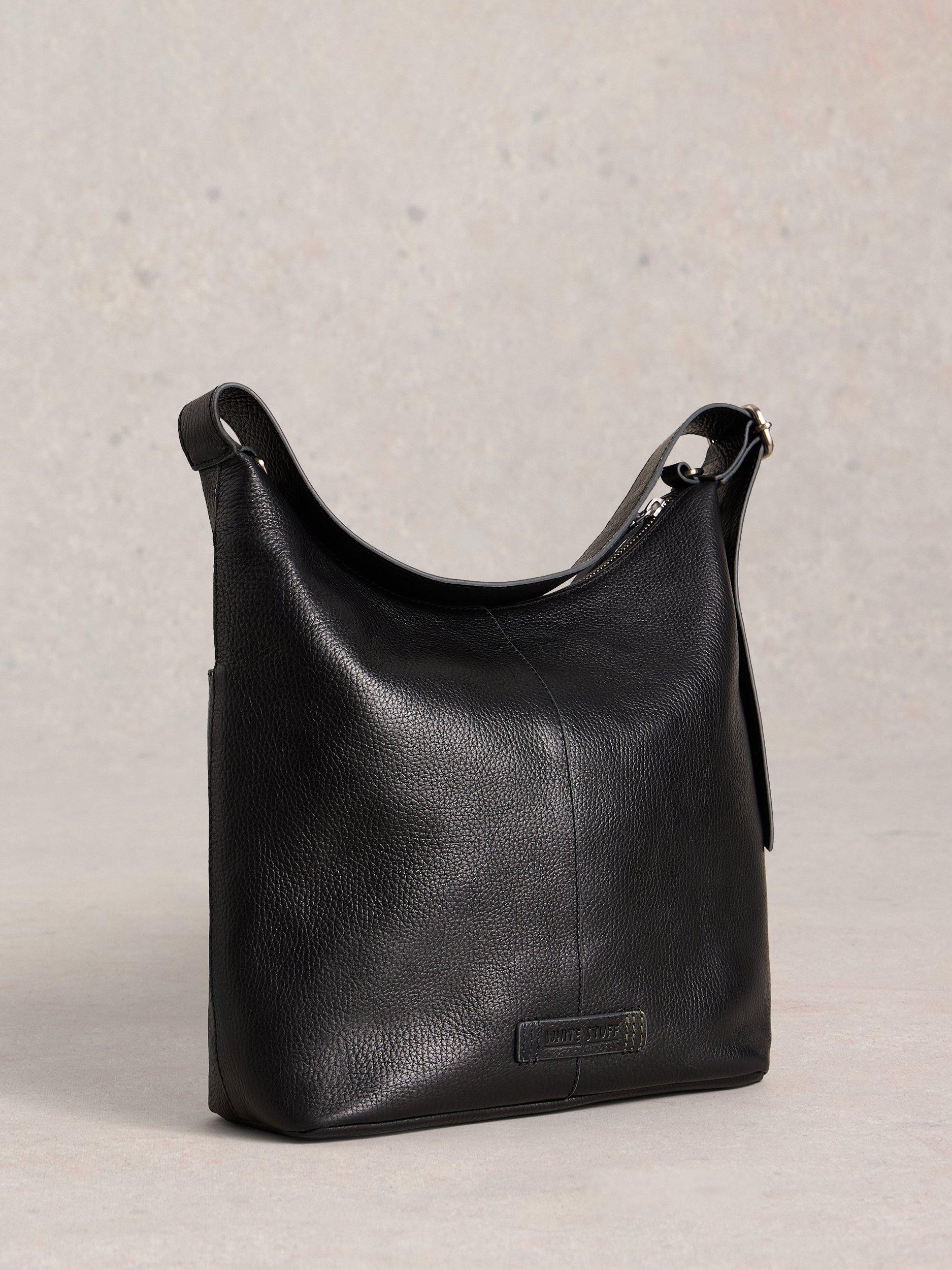 Product image 2 of 6, which shows White Stuff Sophia Leather Shoulder Bag, Pure Black