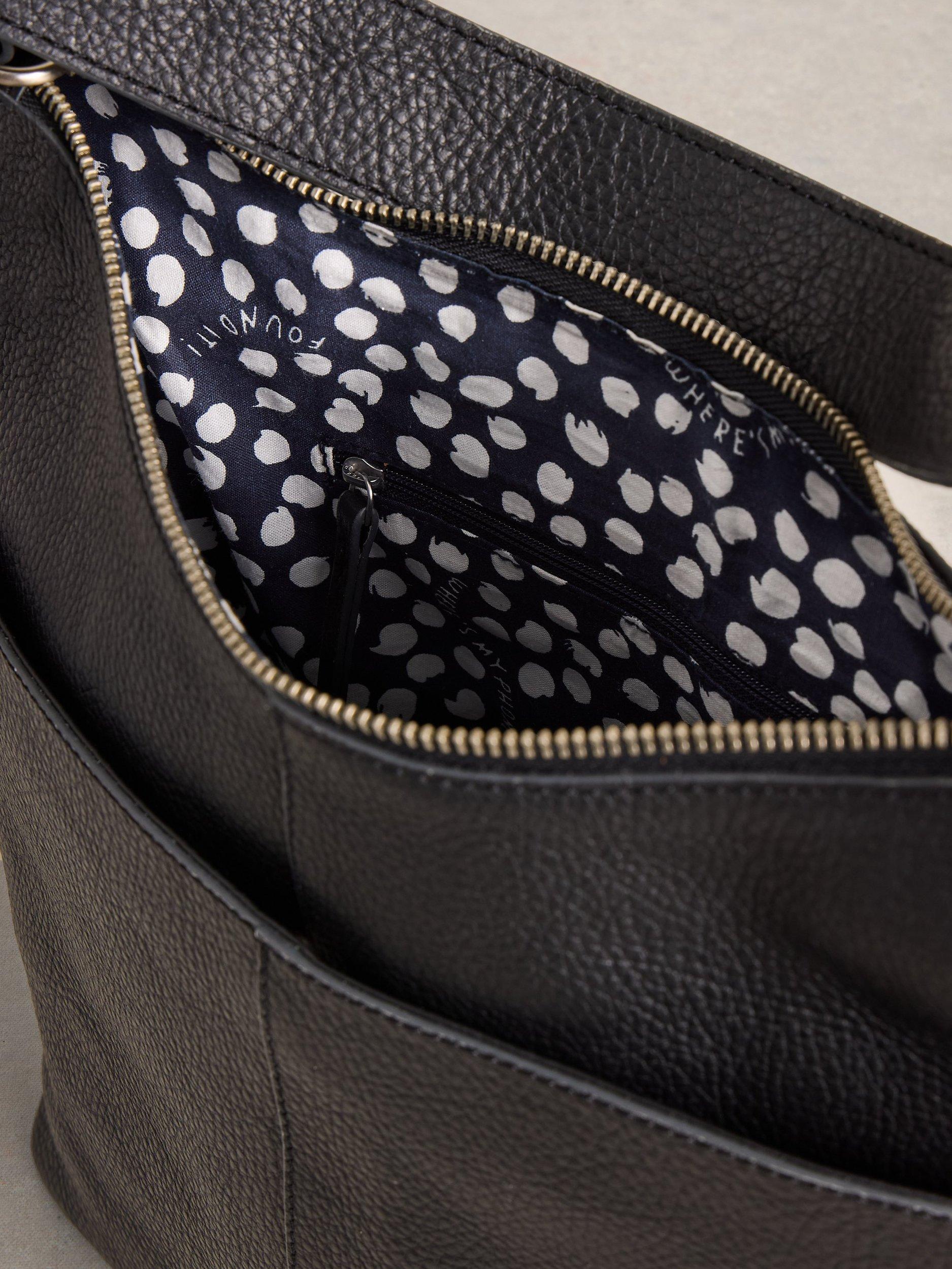 Product image 3 of 6, which shows White Stuff Sophia Leather Shoulder Bag, Pure Black