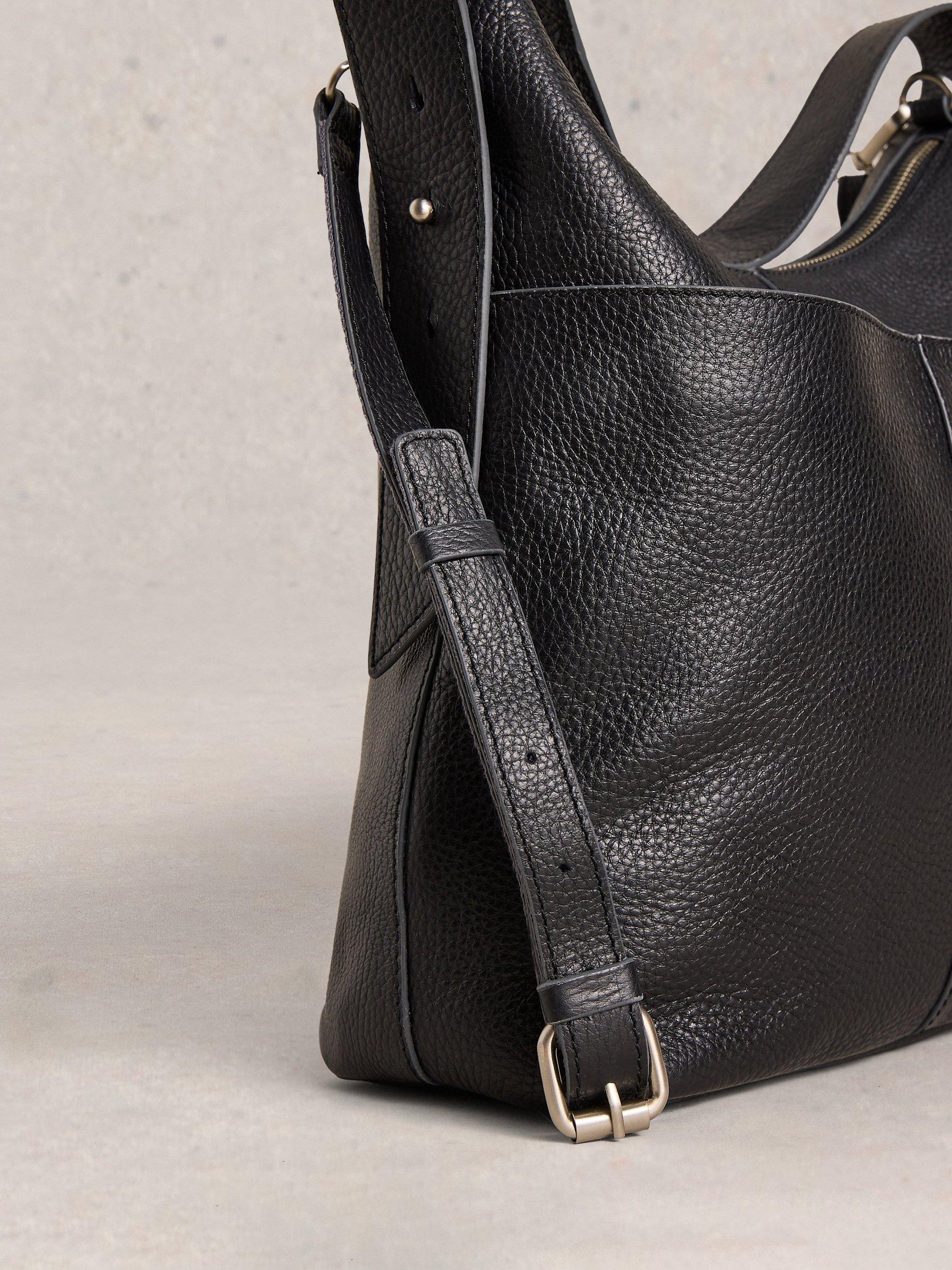 Product image 5 of 6, which shows White Stuff Sophia Leather Shoulder Bag, Pure Black