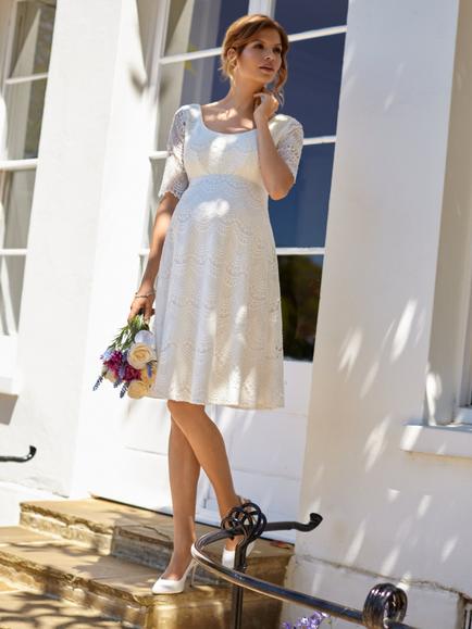 Tiffany Rose Verona Lace Maternity Wedding Dress, Ivory/White - view 2, Ivory/White