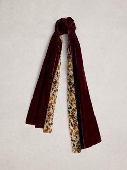 White Stuff Abstract & Velvet Scarf, Plum - view 2, Plum