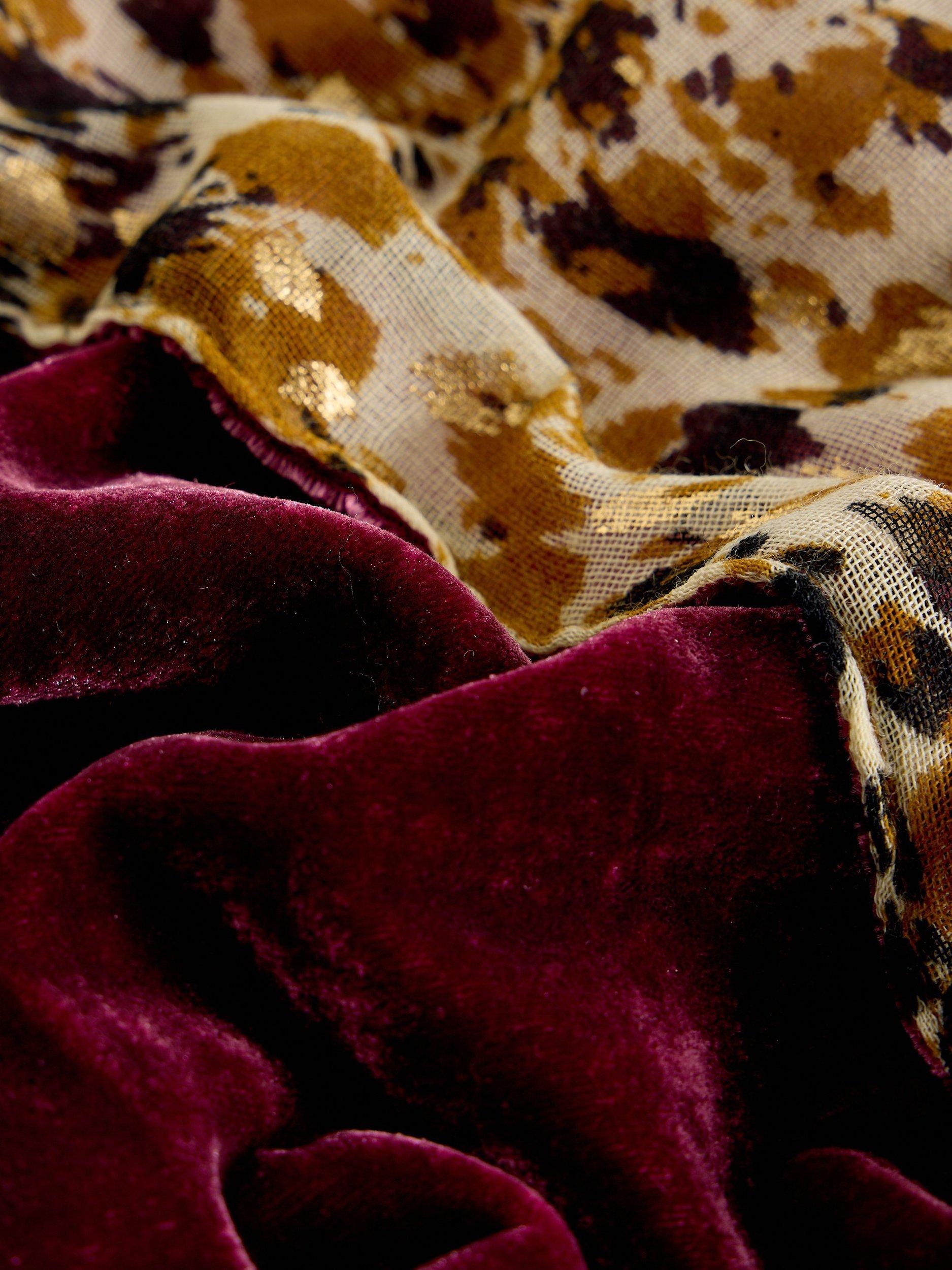 Product image 3 of 3, which shows White Stuff Abstract & Velvet Scarf, Plum, One Size