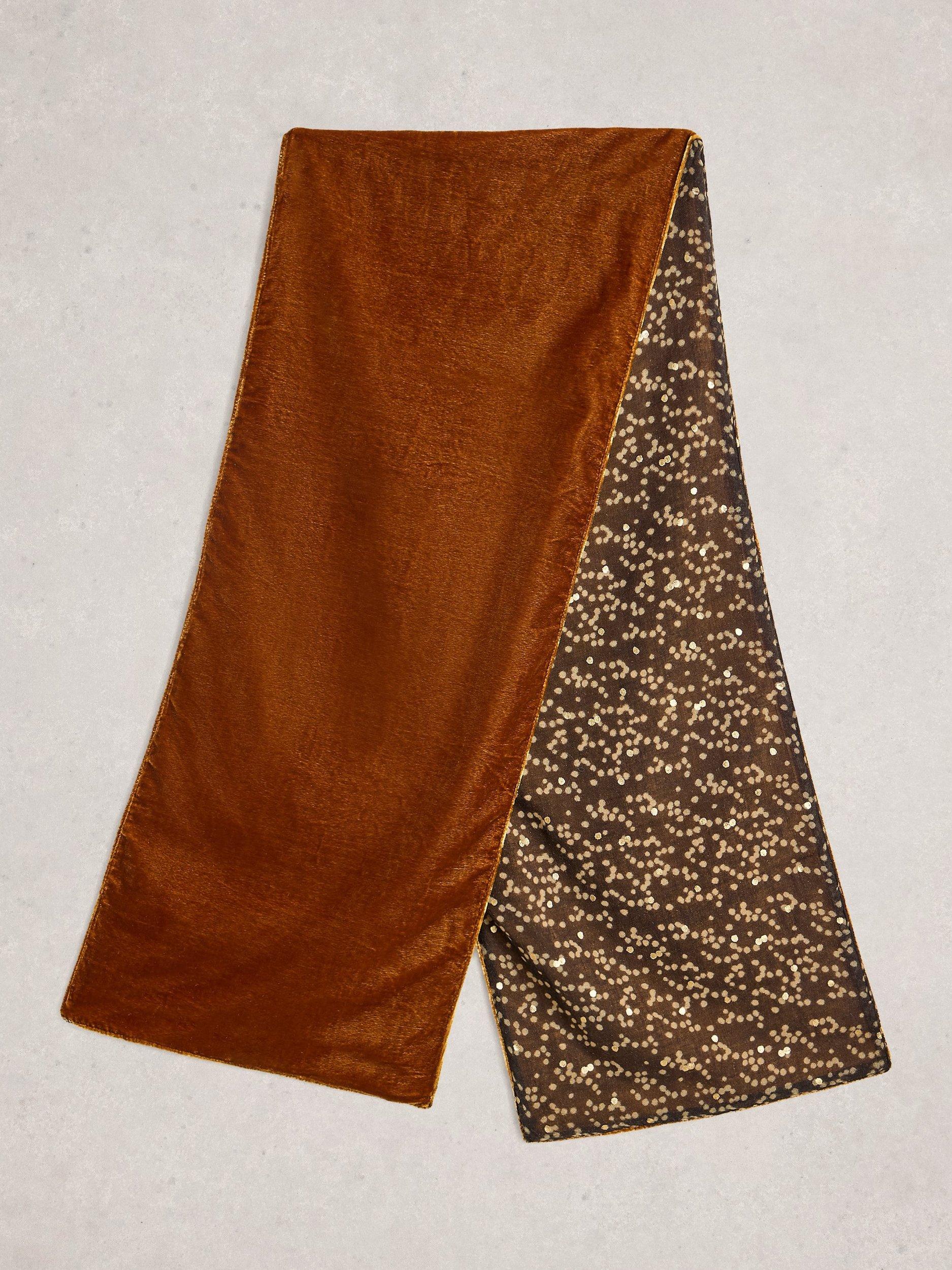 Product image 2 of 3, which shows White Stuff Spot Velvet Scarf, Dark Chartreuse, One Size