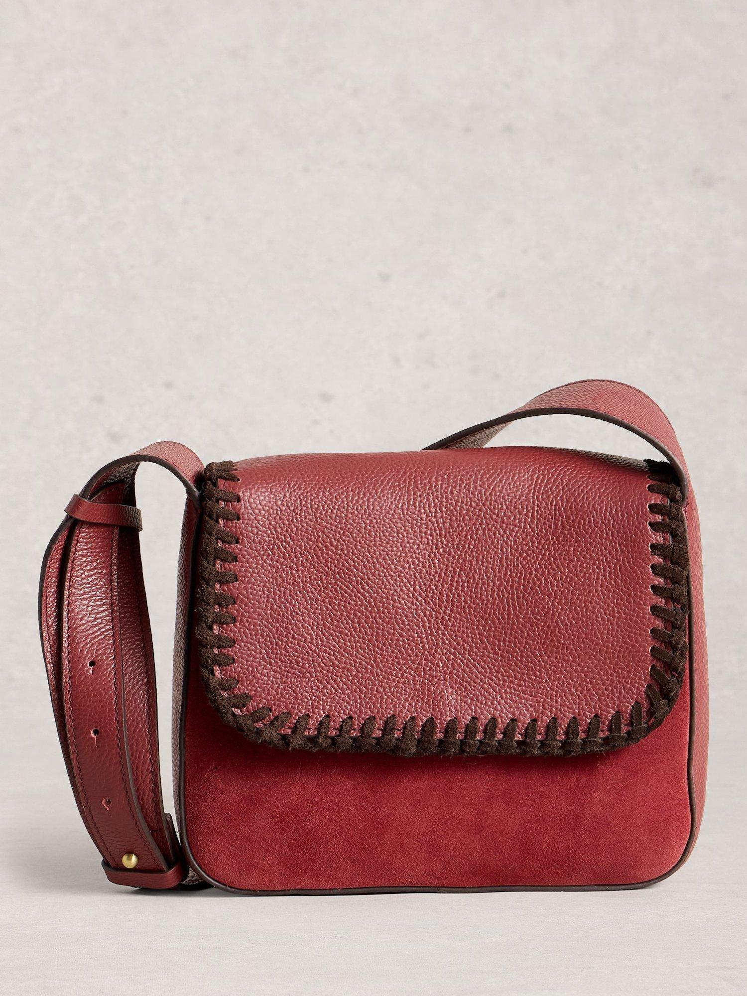 Product image 1 of 5, which shows White Stuff Isabelle Leather Satchel Bag, Red