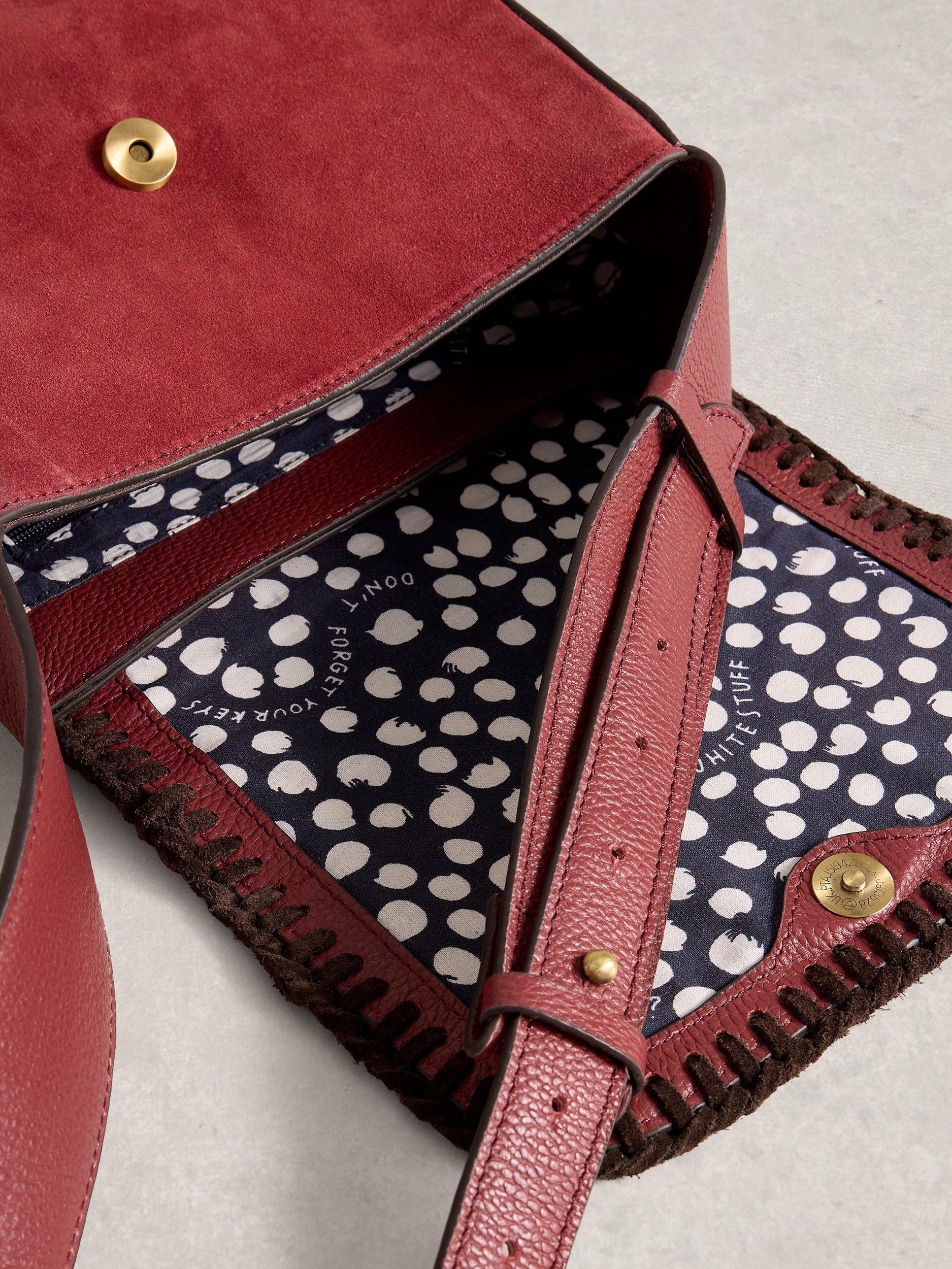 Product image 3 of 5, which shows White Stuff Isabelle Leather Satchel Bag, Red