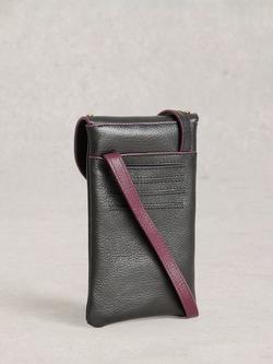 White Stuff Coco Studded Leather Phone Bag, Pure Black - view 2, Pure Black