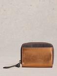 White Stuff Cerys Zip Around Leather Purse, Brown Metallic