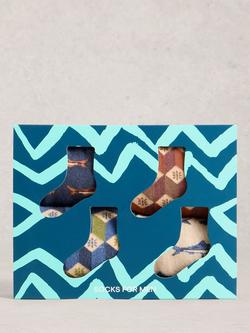 White Stuff Patterned Cotton Blend Socks, Pack of 4, Multi