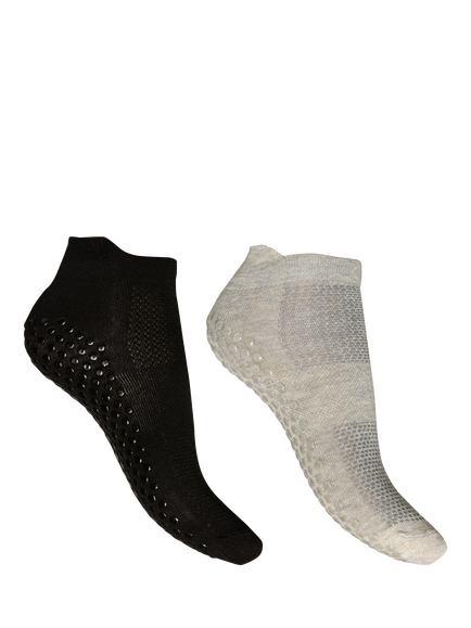 Charnos Active Grip Sport Socks, Pack of 2, Black/Grey, Black/Grey