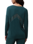 Femilet Josie Long Sleeve V-Neck Lace Hem Lounge Top