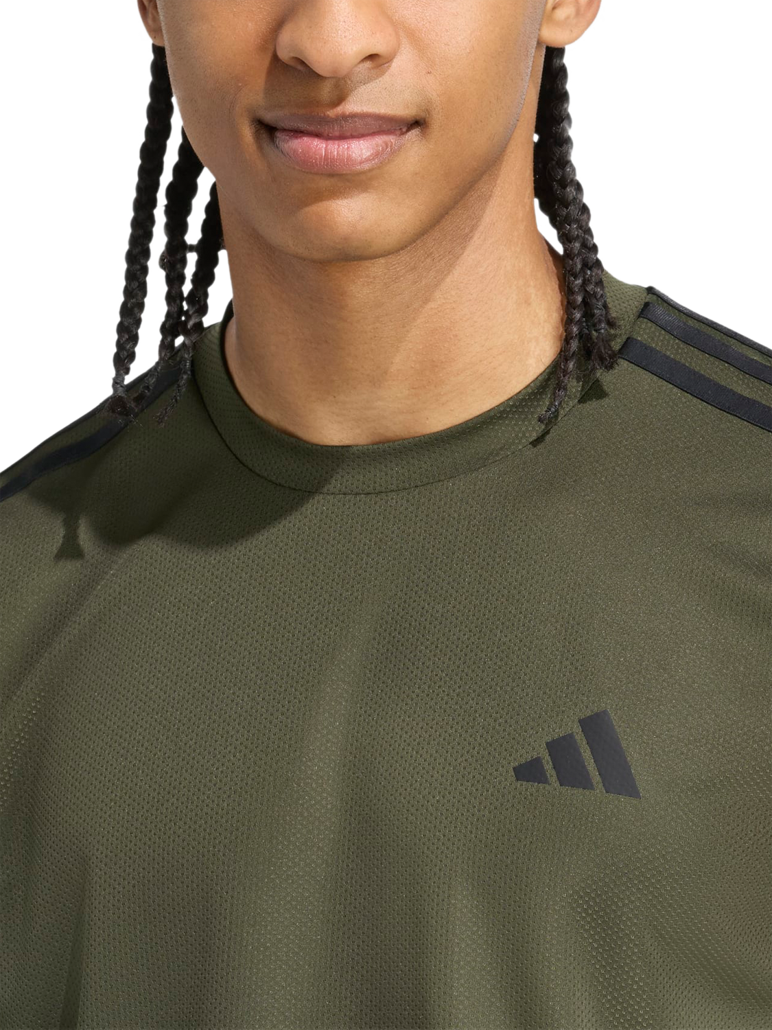 Product image 3 of 6, which shows adidas Base 3 Stripe T-Shirt, Black, S