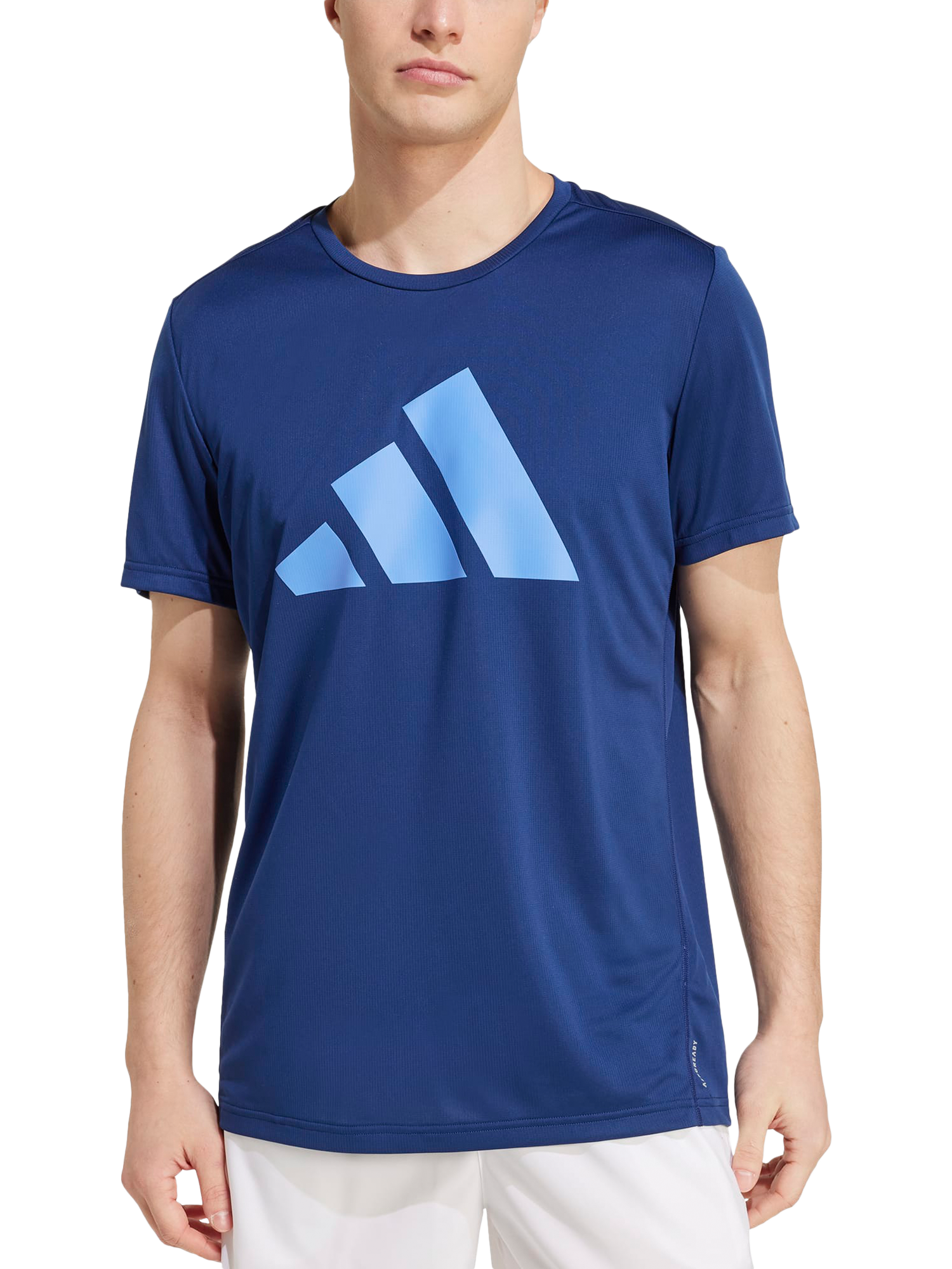 Product image 1 of 6, which shows adidas Run It T-Shirt, Dark Blue, S