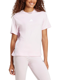 adidas 3 Stripe T-Shirt, Pink/White