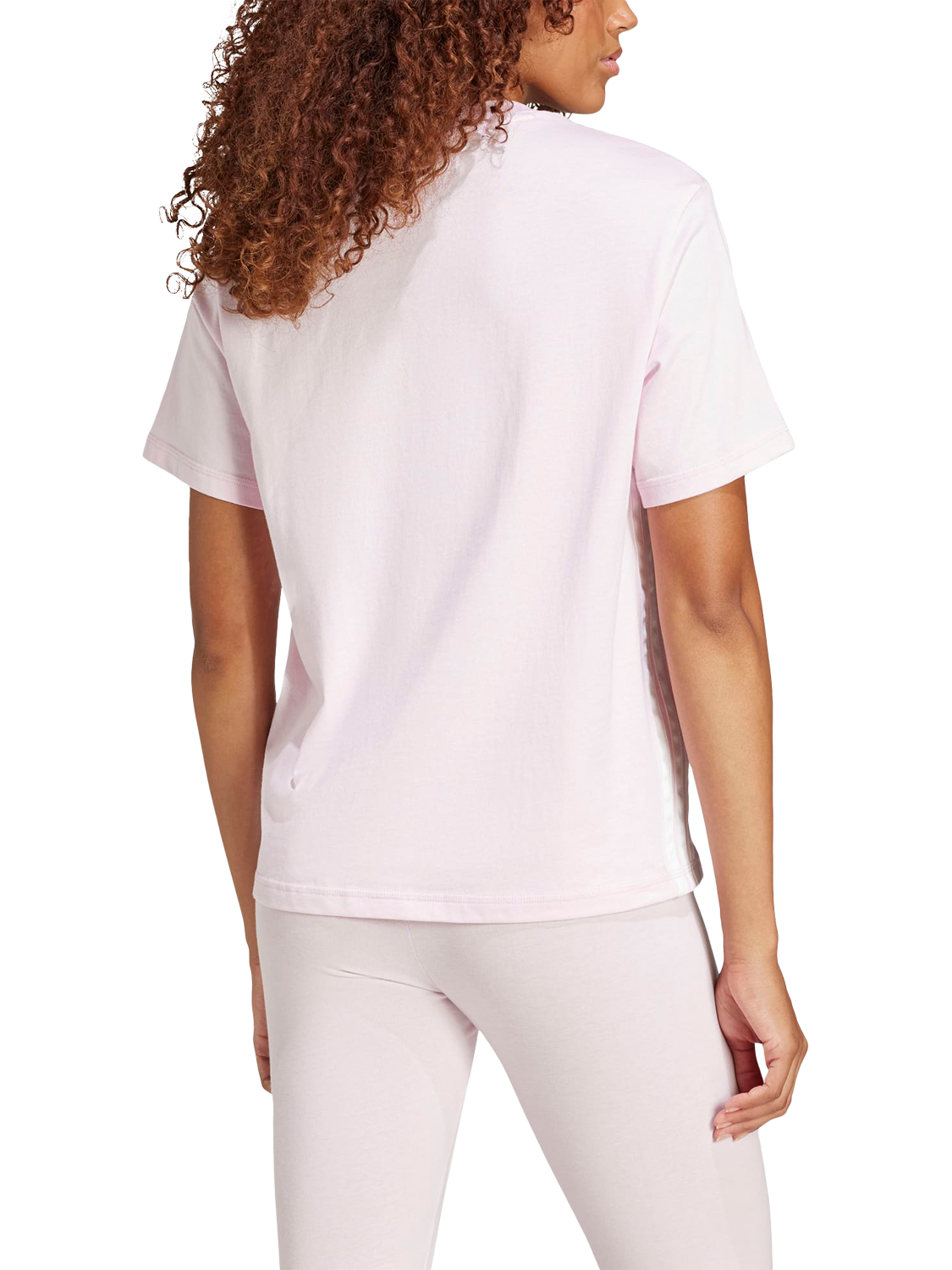 Product image 2 of 6, which shows adidas 3 Stripe T-Shirt, Pink/White, XS