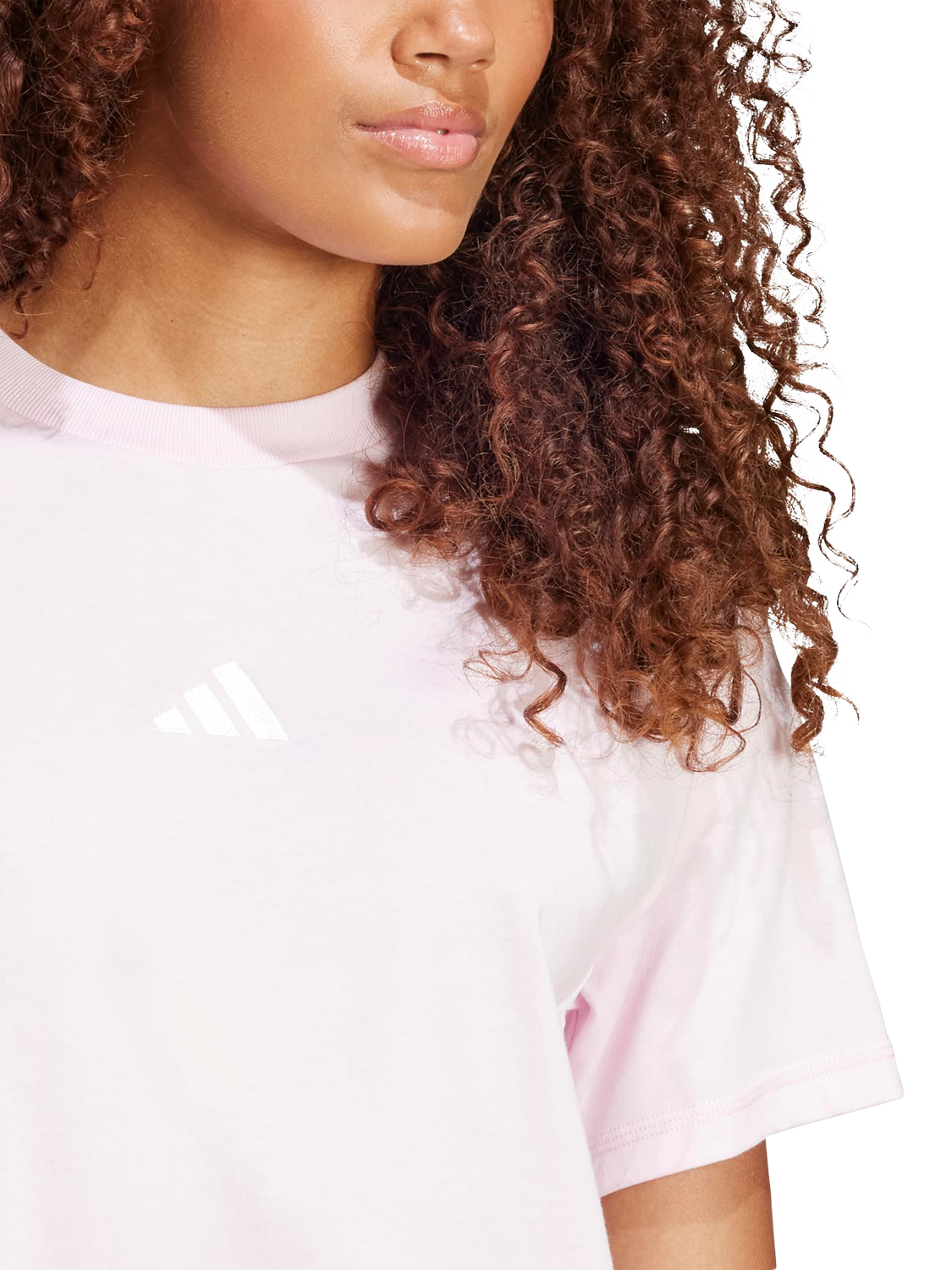 Product image 3 of 6, which shows adidas 3 Stripe T-Shirt, Pink/White, XS