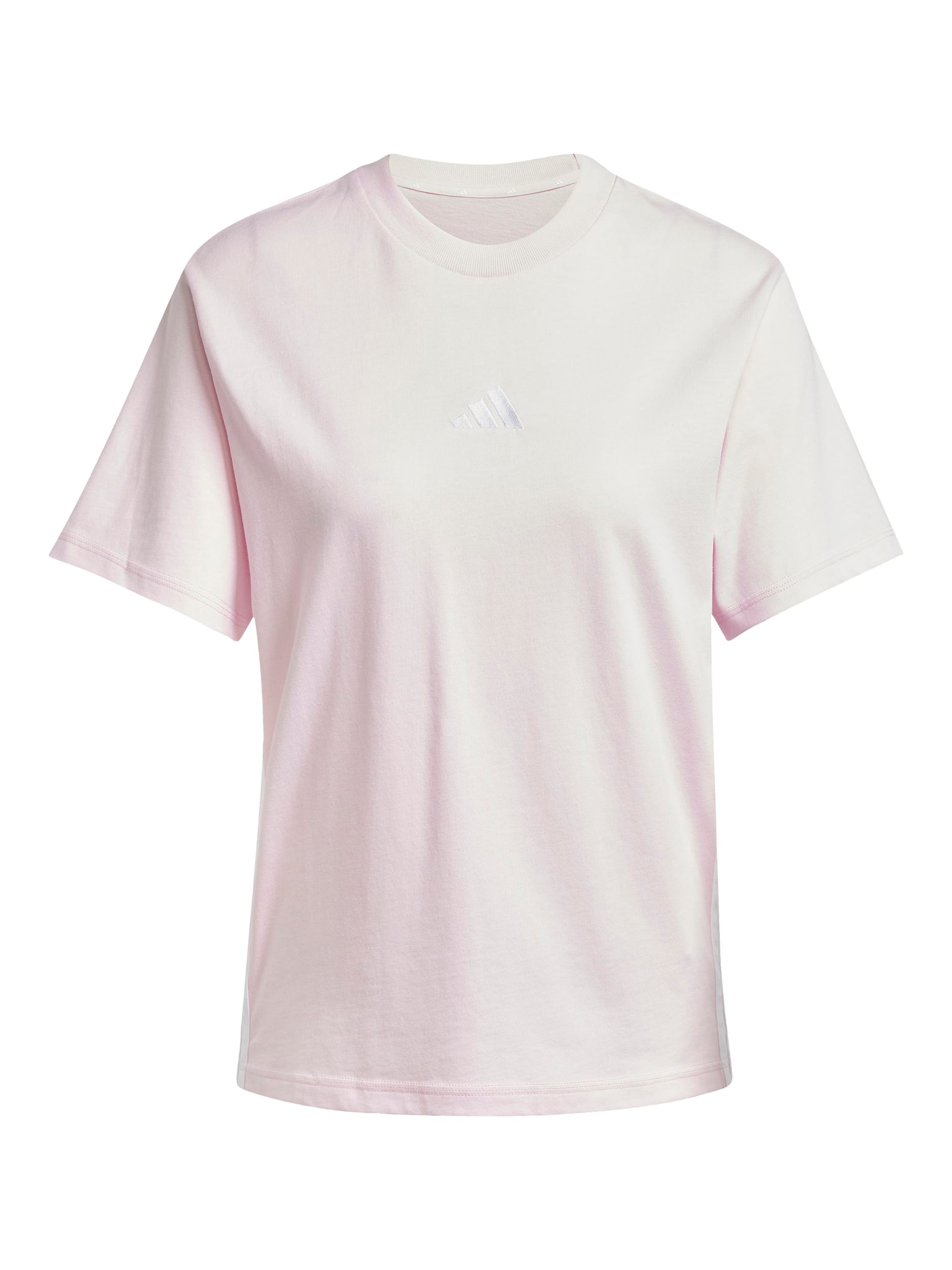 Product image 5 of 6, which shows adidas 3 Stripe T-Shirt, Pink/White, XS