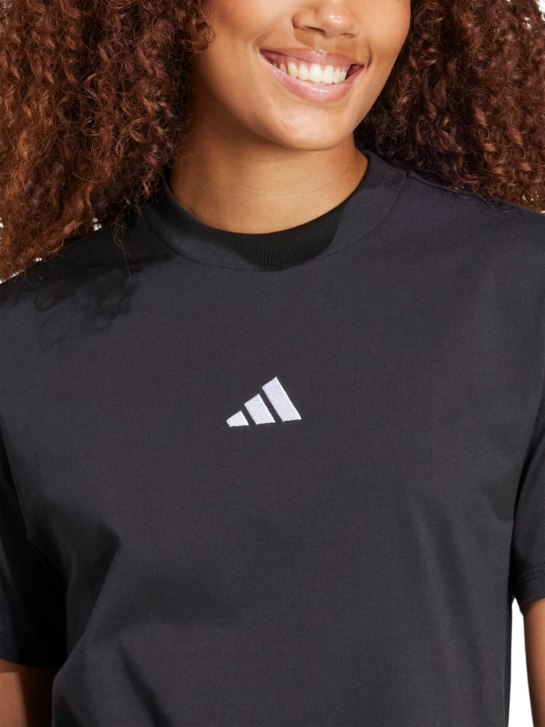 Product image 3 of 6, which shows adidas Three Stripe Sleeve T-Shirt, Black/White, XS