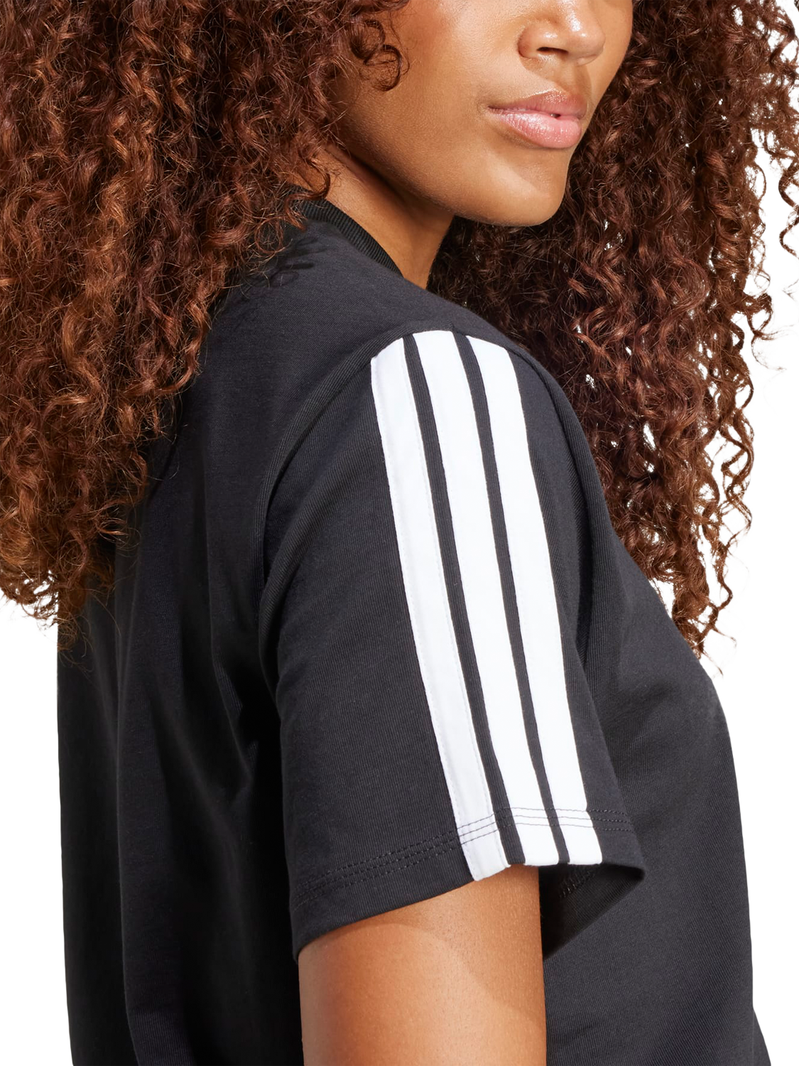 Product image 4 of 6, which shows adidas Three Stripe Sleeve T-Shirt, Black/White, XS