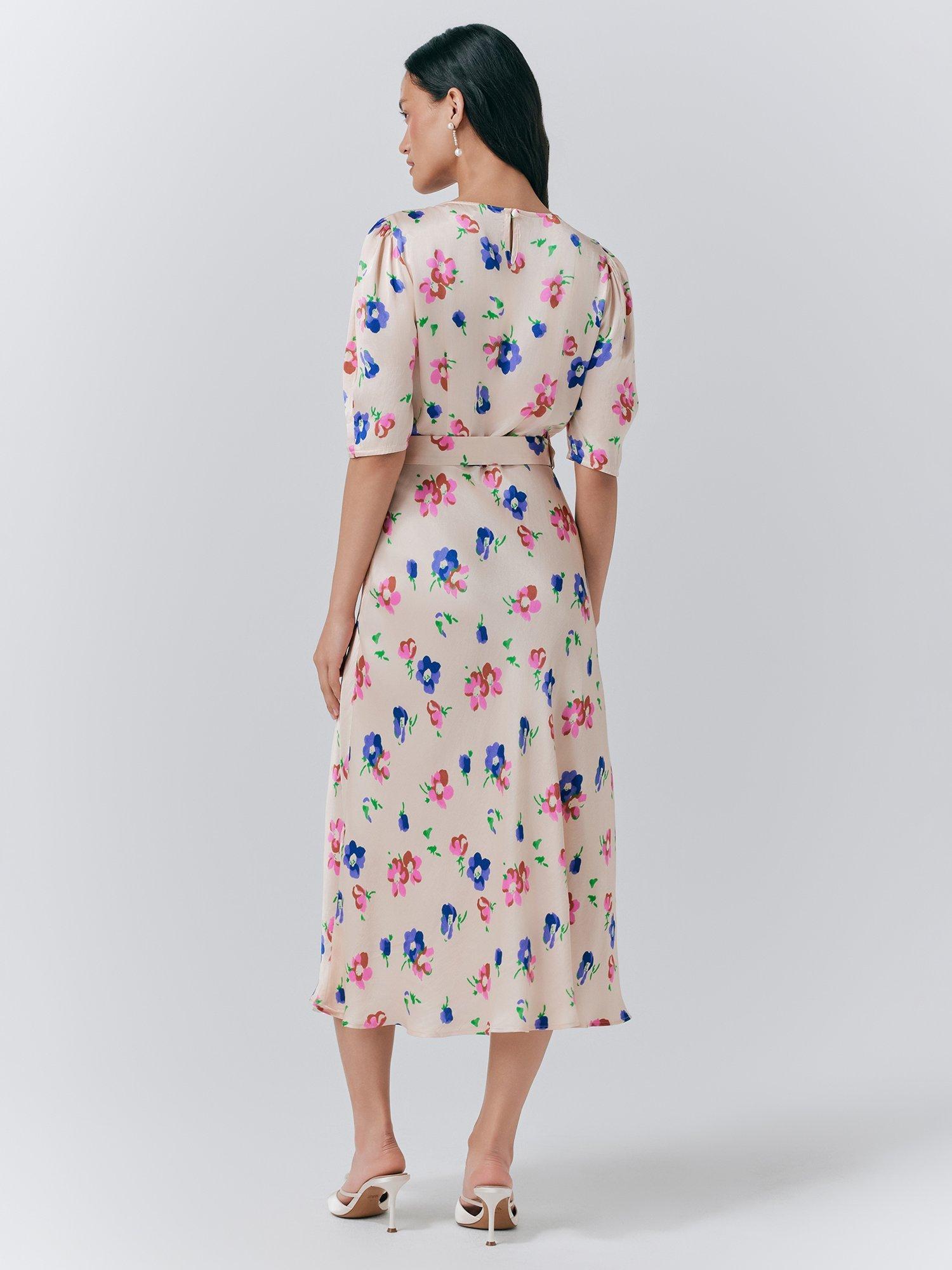 Product image 5 of 5, which shows Ghost Lenora Floral Belted Midi Dress, Cream, XS