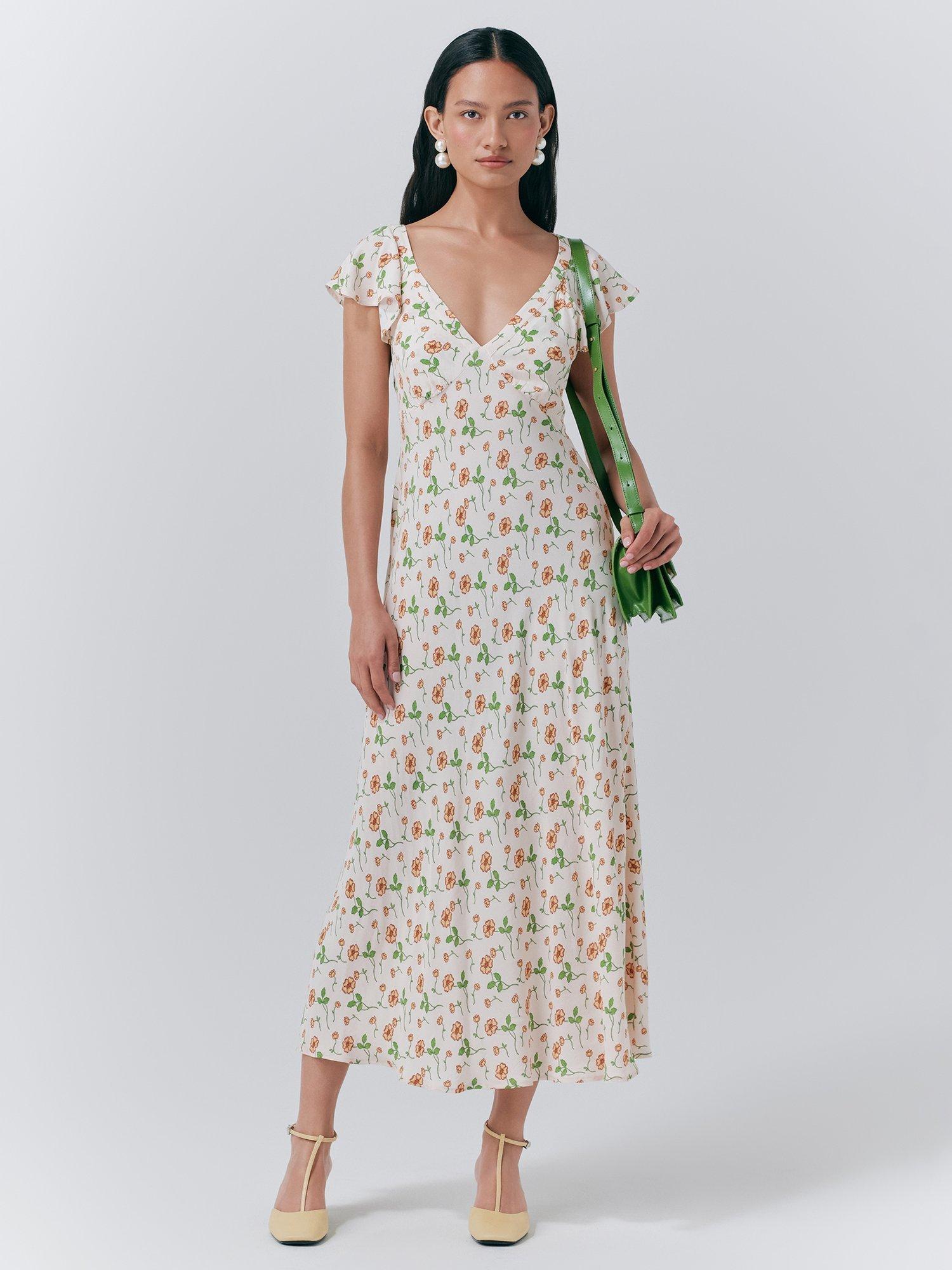 Product image 1 of 5, which shows Ghost Maya V-Neck Floral Dress, Marina, S