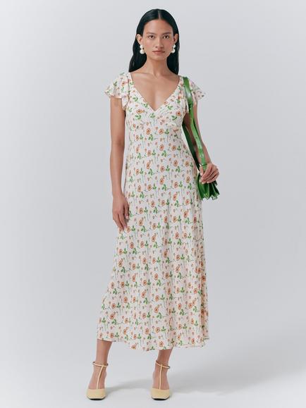 Ghost Maya V-Neck Floral Dress, Marina, Marina