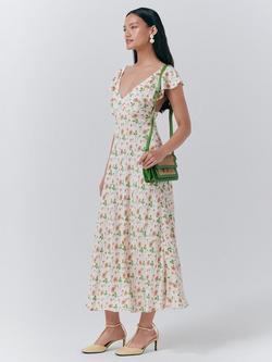 Ghost Maya V-Neck Floral Dress, Marina - view 2, Marina